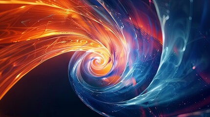 Wall Mural - Blue Abstract Spiral Lines，Dark Blue and Light Orange Style, cyberpunk,Charming aperture effect, Abstract Lines