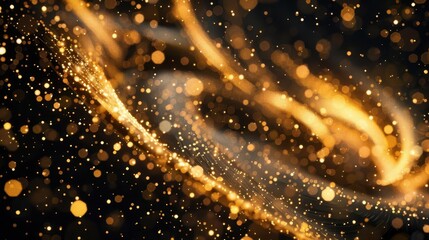 Wall Mural - luxurious abstract background with swirling gold particles and bokeh lights festive christmas concept digital art