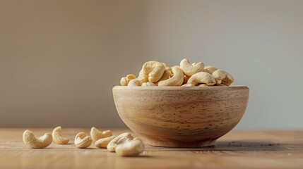 Wall Mural - Nutritional Benefits and Vitamin Content of Cashews in a Bowl