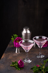 Poster - Pink martini cocktail with rose syrup