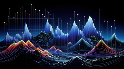 Aufkleber - Abstract business graph in mountain style. Data connection concept element for business.