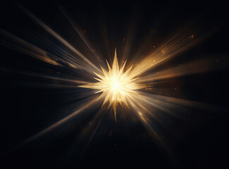 Poster - Star flare with yellow rays and beams on dark background
