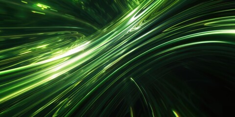 Poster - A modern design element featuring a green and black abstract background with light streaks, suitable for use as a wallpaper or in graphic design projects
