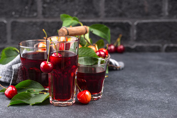 Wall Mural - Fresh cherry juice. Summer drink