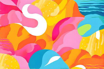 Canvas Print - A vibrant summer splash! This abstract background features a playful mix of flowing shapes and bold colors, evoking the energy and joy of the season.