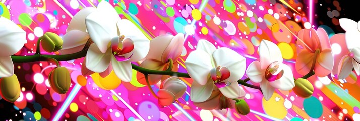 Wall Mural - orchids, graffiti style -