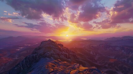 Wall Mural - Sunset View from the Top of a Mountain