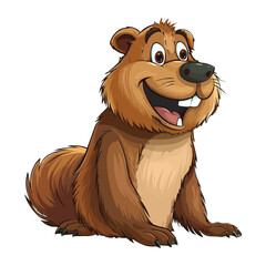 Wall Mural - a happy Beaver cartoon character on white background