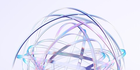 Leinwandbilder - Abstract rounded lines on light background, 3d render