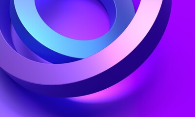 Poster - Abstract blue and purple colored rings, 3d render