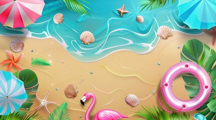 Wall Mural - Beach Vacation Essentials: A Summer Scene