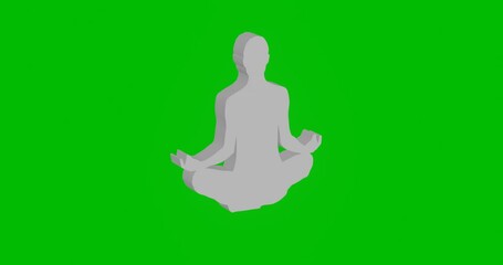 Poster - Animation of rotation of a white yoga symbol with shadow. Simple and complex rotation. Seamless looped 4k animation on green chroma key background