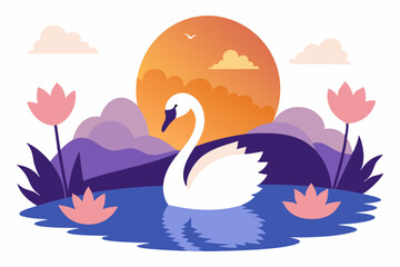 Wall Mural - beautiful swan vector illustration