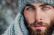 © Vlad - Attractive Man: Stylish Guy in Knit Beanie Hat and Beard Captured in a Moment