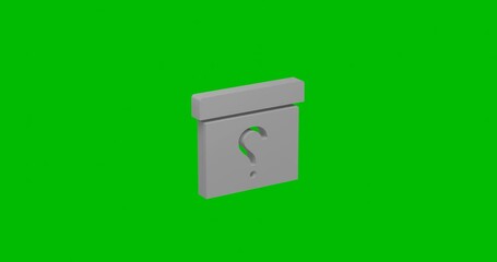Poster - Animation of rotation of a white gift box with a question symbol with shadow. Simple and complex rotation. Seamless looped 4k animation on green chroma key background