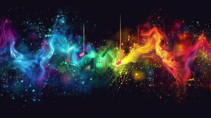 A colorful spray paint splatter on a black background. Generate AI image