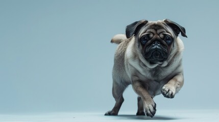 Poster - Purebred pug in studio setting with focus on movement and pet beauty