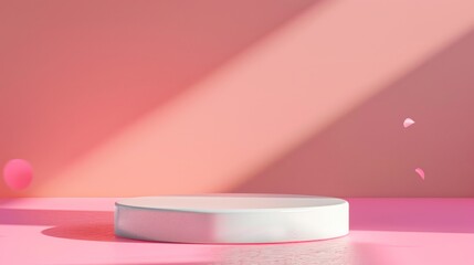 Aufkleber - Minimalist Product Display with Bright Pink Monochrome Background and Soft Shadows