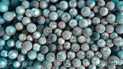 Poster - Aerial View of Symmetrically Arranged Silver Disco Balls Creating Intricate Geometric Patterns with Soft Natural Lighting