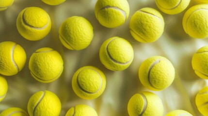 Poster - Symmetrical Aerial Shot of perfectly arranged Yellow Tennis Balls Creating Intricate Geometric Patterns