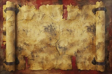 Poster - A close-up shot of an old piece of paper with a scroll unrolled