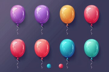Poster - A set of six different colored balloons, ideal for parties, celebrations or as a decorative prop