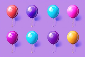 Poster - A cluster of vibrant balloons against a rich purple backdrop