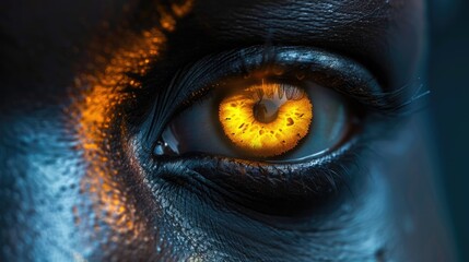 Poster - A close-up shot of an eye with a clock visible in the iris, suitable for use in scenarios where time is of essence
