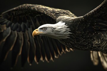 Sticker - A bald eagle soaring through the air with its wings spread open