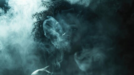 Poster - A person smoking a cigarette in a dimly lit space, often used for mood or atmosphere in creative works