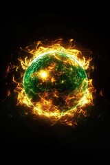 Poster - A bright ball of fire illuminates the dark surroundings, casting a warm glow