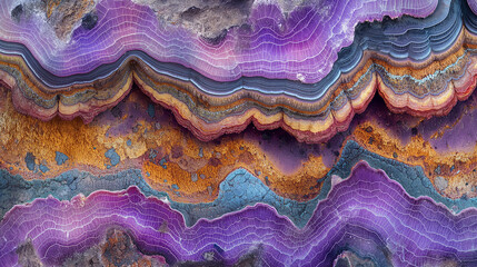 Aufkleber - Purple and orange chalcedony stone showing wavy texture
