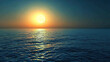 © UMR - Surface of the ocean with sun setting in the background reflecting on the water