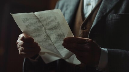 Aufkleber - A business professional holding a document, suitable for use in presentations or office settings