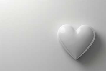 Poster - A white heart-shaped object placed on a gray surface