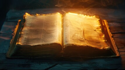 Aufkleber - A book lying on a wooden table with the cover opened, great for educational or office settings