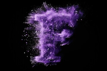 Canvas Print - A vibrant purple powder explodes in mid-air against a black backdrop