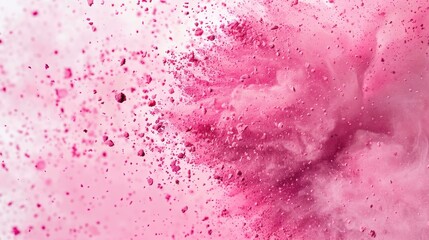 Poster - A fluffy pink cloud filled with powder, floating in mid-air