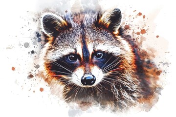 Aufkleber - A close-up view of a raccoon's facial features on a white background