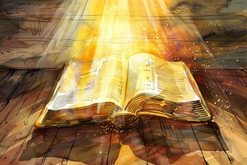 Poster - A book sits atop a wooden floor, waiting to be opened and read
