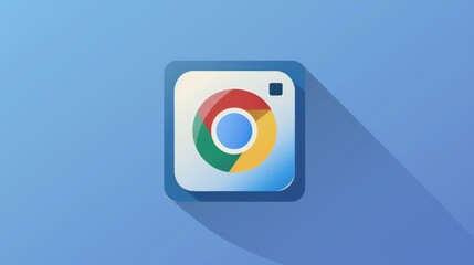 Poster - Chrome browser icon on blue background with shadow
