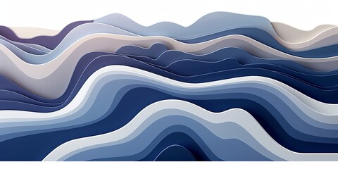Layered Blue and Cream Abstract Waves
