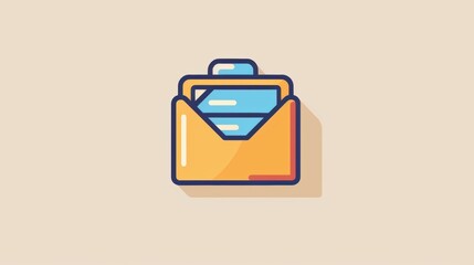 Fototapete - Simple vector illustration of an open folder icon with documents