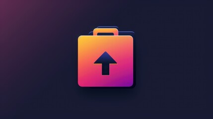 Poster - Gradient upload folder icon with up arrow on dark background