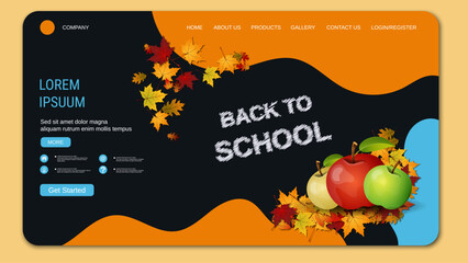 Wall Mural - Modern trendy landing page vector design template. Back to school concept