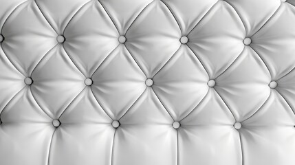 Close-up view of white leather sofa upholstery with diamond pattern and buttons