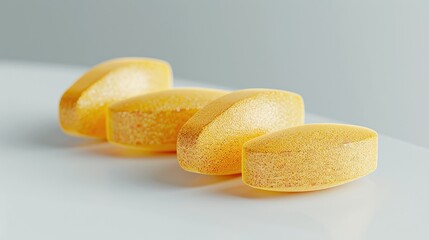 Poster - Close up view of three large yellow senior dietary supplement tablets