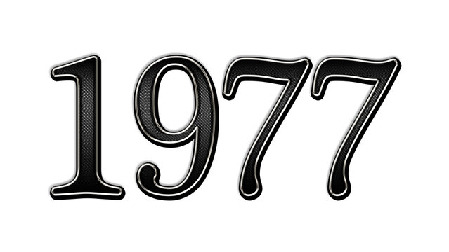 black metal 3d design of number 1977 on white background.