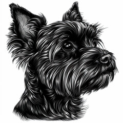 Wall Mural - A black and white drawing of a yorkshire terrier dog