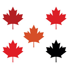 maple leaf logo and maple leaf logo set five colorful maple leaves in varying shades of red, orange 